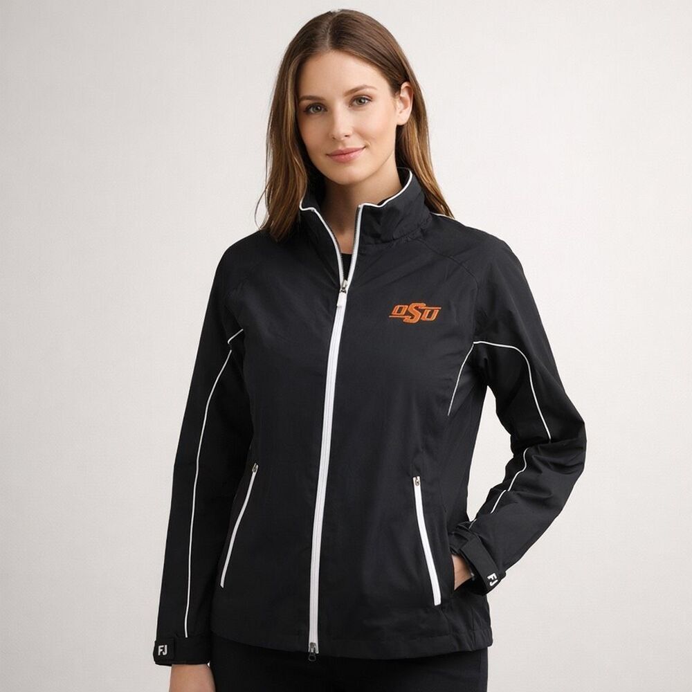 FootJoy DryJoys OSU Jacket Womens M Black Golf Windbreaker Zip